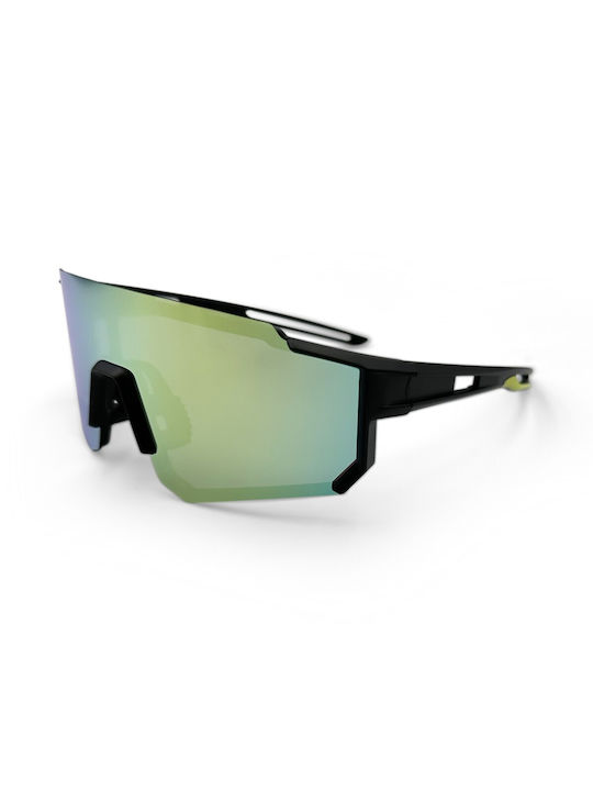 V-store Sunglasses with Black Plastic Frame and Multicolour Polarized Mirror Lens POL9927GREEN