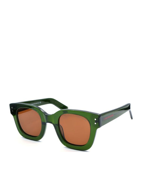 Funky Buddha Unisex Γυαλιά Ηλίου με Πράσινο Κοκκάλινο Σκελετό και Καφέ Φακό FBS2059/004