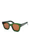 Funky Buddha Unisex Γυαλιά Ηλίου με Πράσινο Κοκκάλινο Σκελετό και Καφέ Φακό FBS2059/004