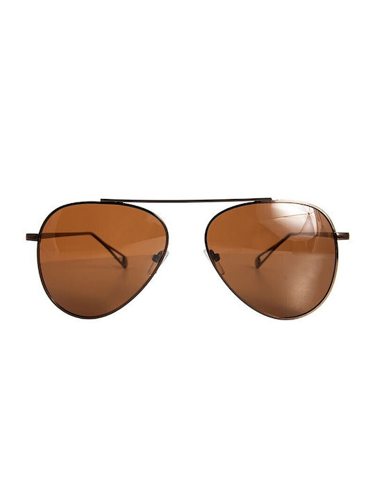 V-store Men's Sunglasses with Black Metal Frame and Brown Polarized Lens POL9533COFFEE