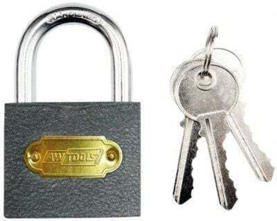 AWTools Padlock Brass with Key 63mm Gray 1pcs