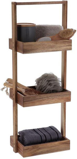 Επιδαπέδια Ραφιέρα Μπάνιου Ξύλινη 26x17x70cm Καφέ
