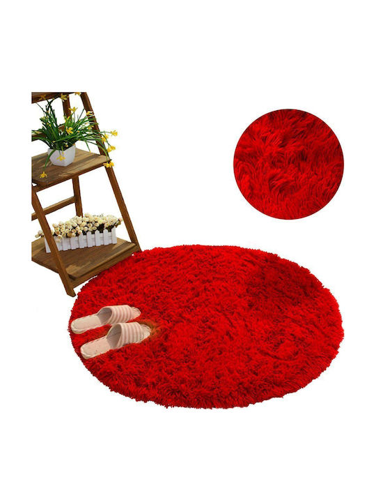 Strado Carpets Rug Round Shaggy Bloodyred (red)