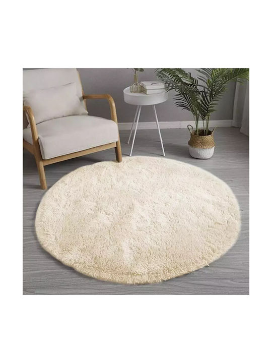 Rug Round Shaggy Creambeige (beige)