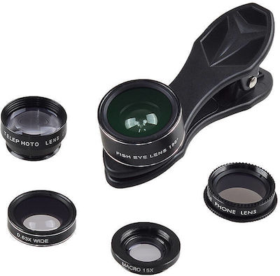 Apexel Phone Camera Lens Set Fisheye / Macro / Telephoto / Zoom / Filter 15x