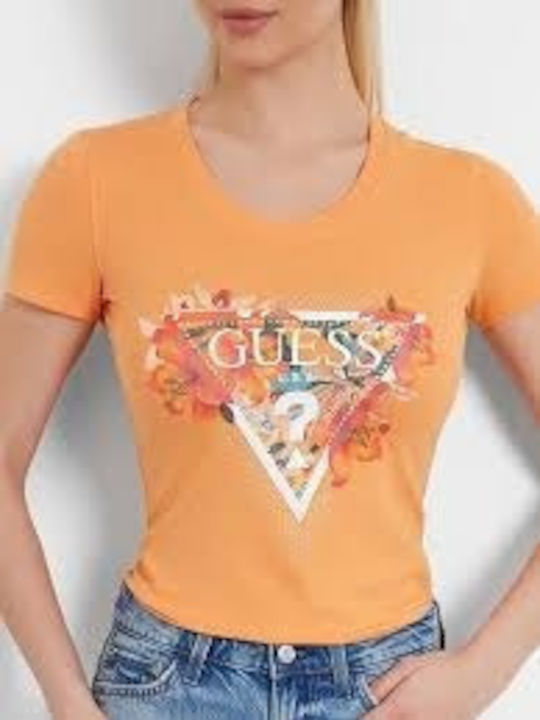 Guess Γυναικείο T-shirt Πορτοκαλί