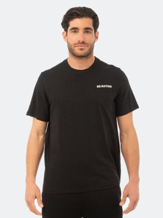 Be:Nation T-shirt Bărbătesc cu Mânecă Scurtă BLACK