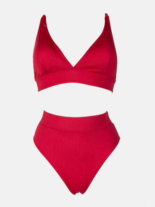 Decoro Set Bikini Ψηλόμεσο Κόκκινο