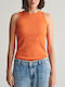 Gant Damen Bluse Baumwolle Ärmellos Orange