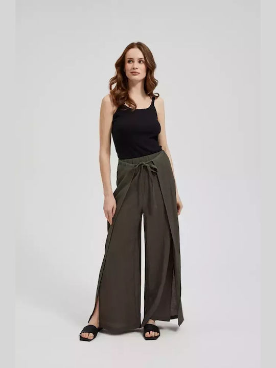 Make your image Women's Fabric Trousers with Elastic Olive