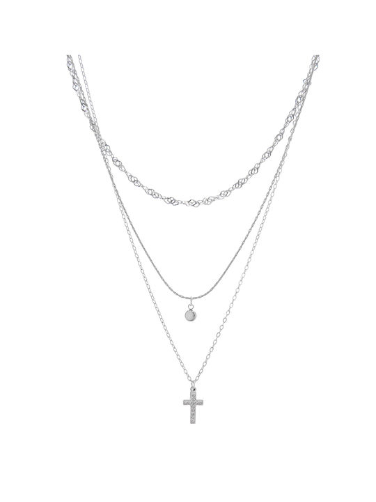 Kreuz Anhänger Halskette Mn4324-42 Silber Tasche zu Tasche