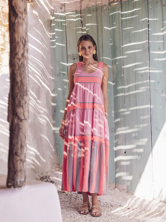 Nema Resort Wear Sommer Midi Kleid Rosa