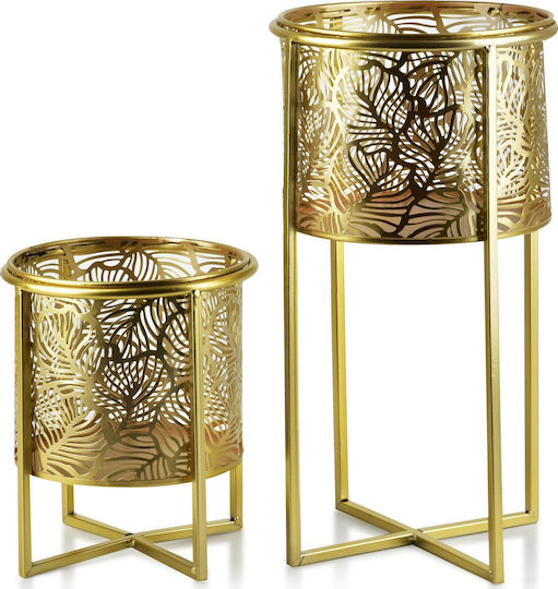 Lumarko Pflanzentöpfe Kunststoff Gold 2 Stück