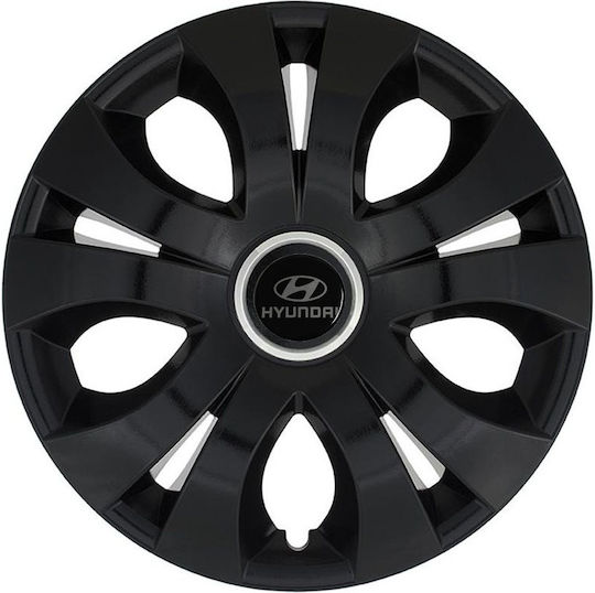 Jestic Set Capace De Roți Auto Compatibilitate Hyundai 4 Bucăți 14 Negru/Negru