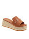 Women's Synthetic Leather Platform Wedge Sandals Brown