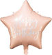 Foie Stea Happy Birthday Balloon Pale Pink 40 Cm