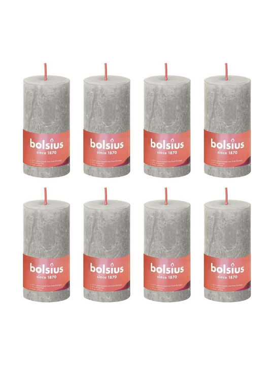 Bolsius Decorative Candle Rustic Gray 10x10cm 3pcs