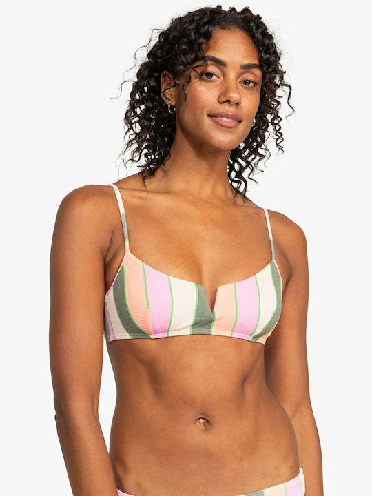 Roxy Bikini Swim Top with Adjustable Straps Multicolour Striped