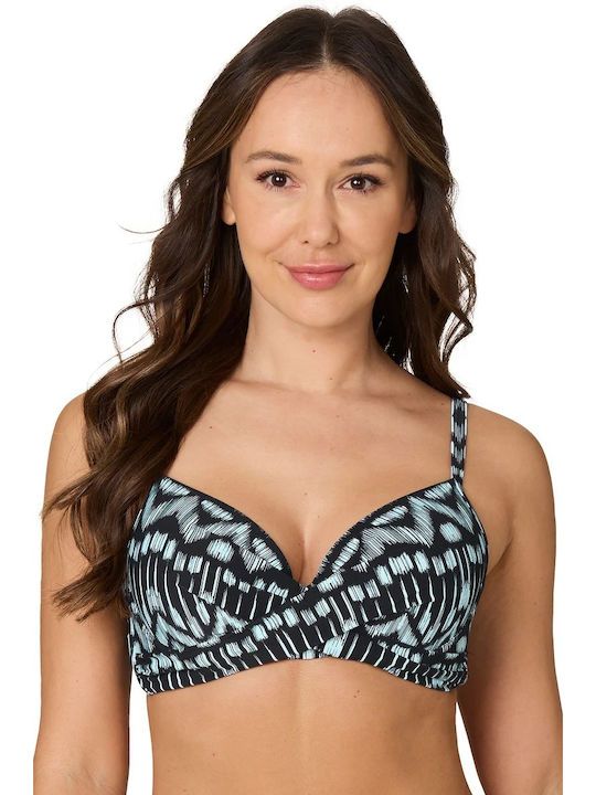 Nip Tuck Swim Padded Underwire Bikini Swim Top with Adjustable Straps Black