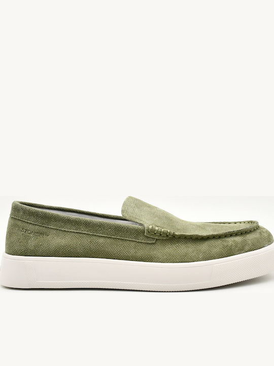 Δερμάτινα Ανδρικά Loafers σε Πράσινο Χρώμα