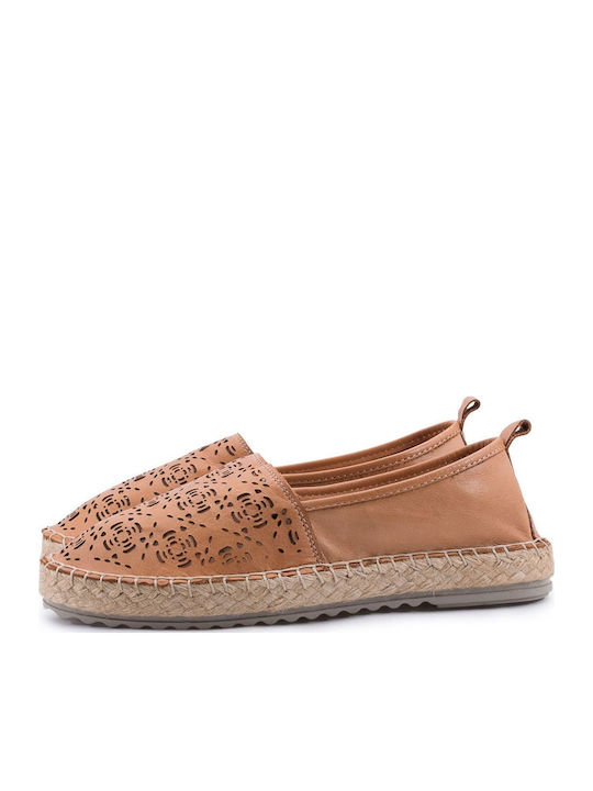Women's Leather Espadrilles Tabac Brown