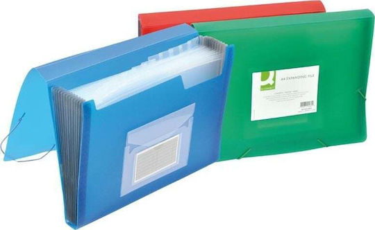 Q-connect Programmmappe PP elastisch A4 6 Fächer transparent blau