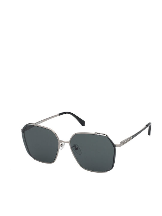 Zadig & Voltaire Unisex Sunglasses with Silver Metal Frame and Black Lens
