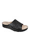 Leather Women's Flat Sandals Anatomic in Black Color