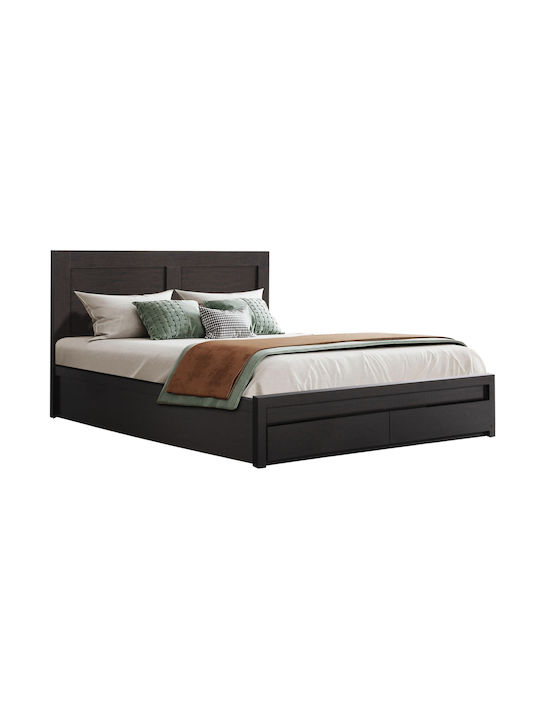 Capri Queen Wooden Bed Wenge with Storage Space & Slats for Mattress 160x200cm