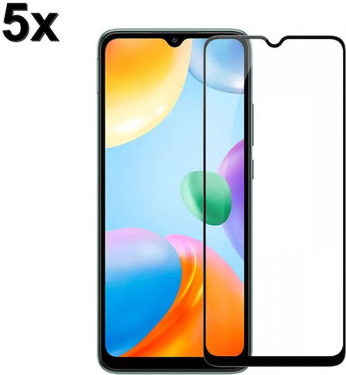Techwave 5D 0.3мм Пълно лепило Закалено стъкло за цялото лице 5бр Черен (Redmi 10C)