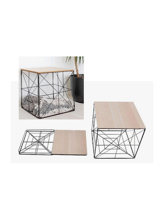 Rectangular Side Table Black - Beige L40xW40xH40cm