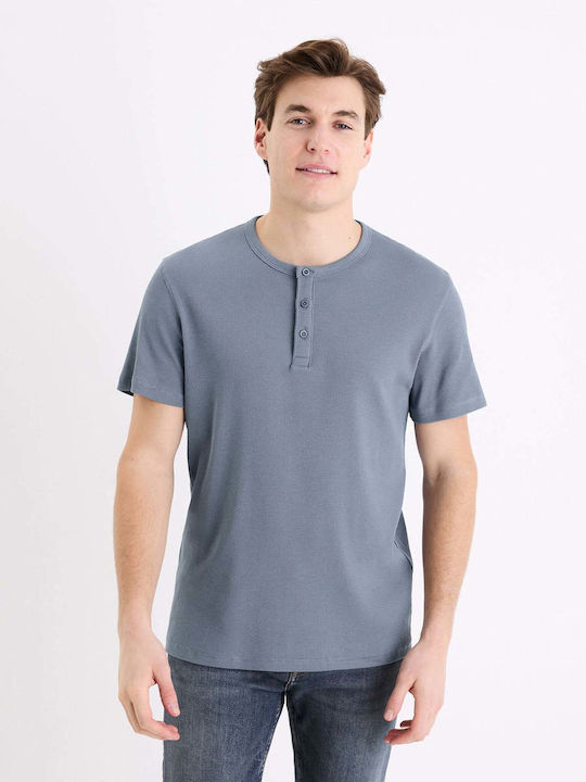 Celio T-shirt Bărbătesc cu Mânecă Scurtă Albastru
