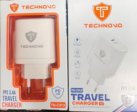 Technovo Φορτιστής Χωρίς Καλώδιο με Θύρα USB-C Λευκός