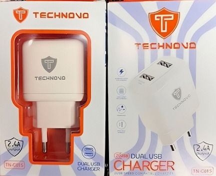Technovo Φορτιστής Χωρίς Καλώδιο με 2 Θύρες USB-A Λευκός (TN-C015)