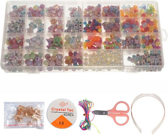 Set creativ pentru copii accesorii mărgele confecționare brățări colorate 900 de piese 13 X 26 X 2.5 cm Multicolor
