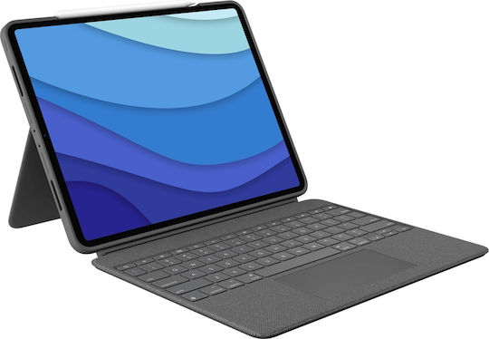Logitech Combo Touch Flip Cover με Πληκτρολόγιο στα Αγγλικά US Γκρι (iPad Pro 2021 12.9" / iPad Pro 2022 12.9'')