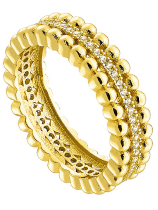 Leisure Metal Gold Plated Ring White Zircon 0.6 Cm 04l15-00424