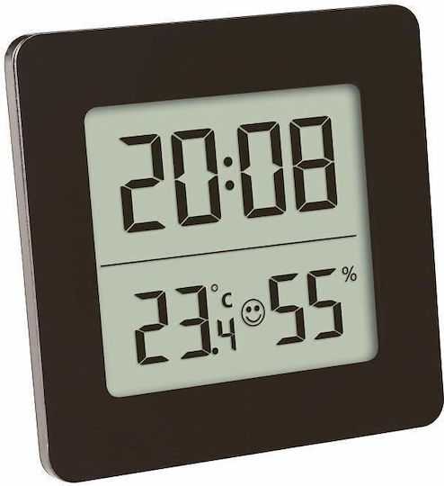 TFA Tischuhr Digital LCD Holz mit Wecker