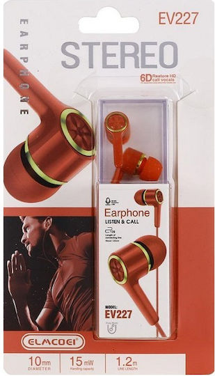 EV-227 În ureche Handsfree cu două căști cu mufă 3.5mm Red