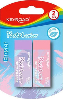 Radiera Keyroad Keyroad 2 bucăți Blister Culori Pastel Mix de Culori