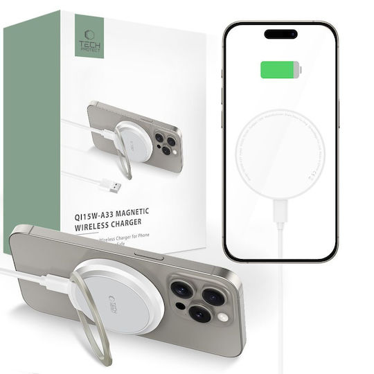 Tech-Protect Φορτιστής Magsafe 15W Power Delivery Λευκός (Qi15W-A33)