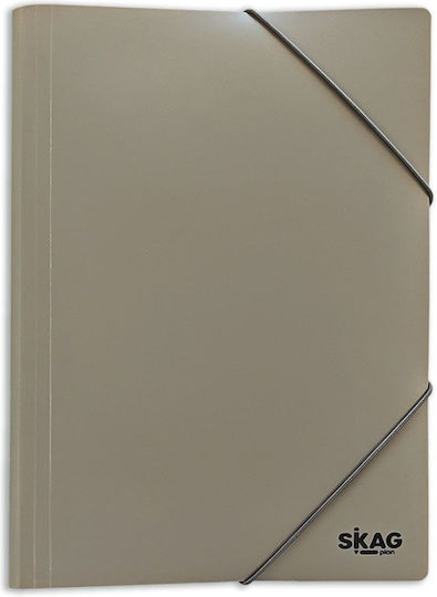 Plastic Folder with Elastic Band Pastel Grey 25x35 Skag
