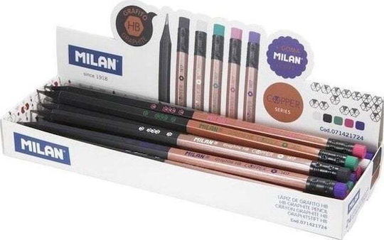 Milan Hb Hexagonal Pencil Cooper Eraser 24 Pcs