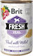 Brit Fresh Wet Dog Food in Cans with Meat, Calf and Turkey 400g