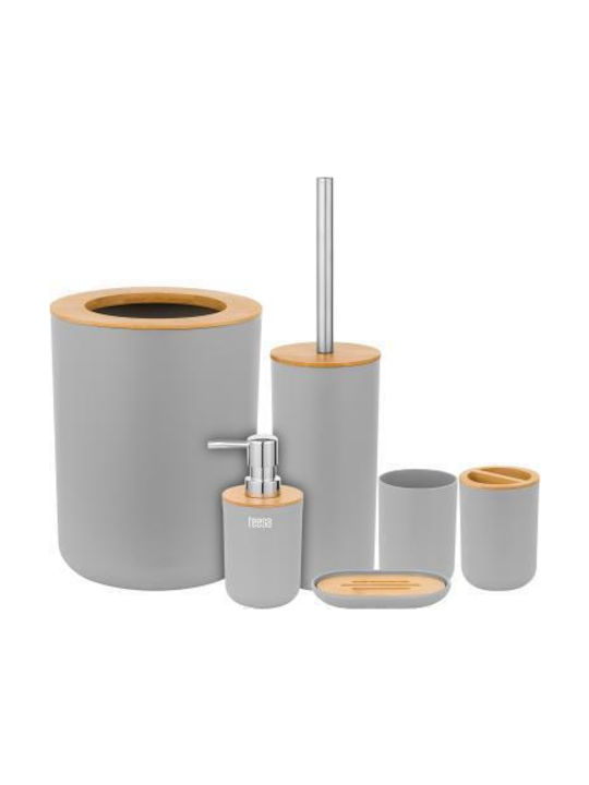 Teesa Plastic Bathroom Accessory Set Gray