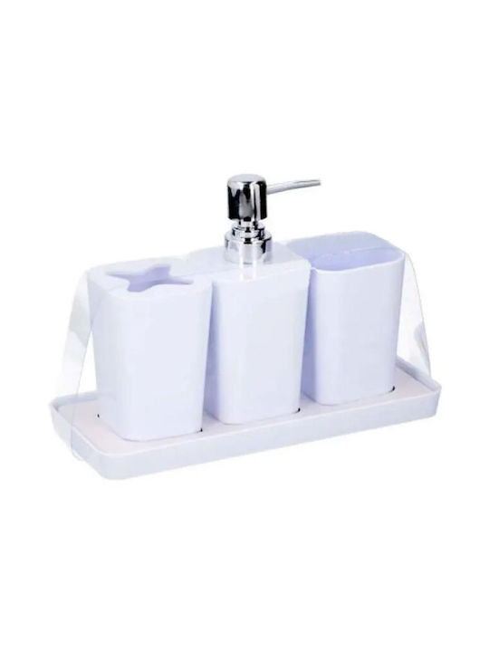 Set de accesorii pentru baie din ceramică albă, 4 piese