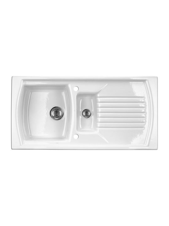 Deante Drop-In Sink Synthetic Granite with Faucet W100xD50cm White