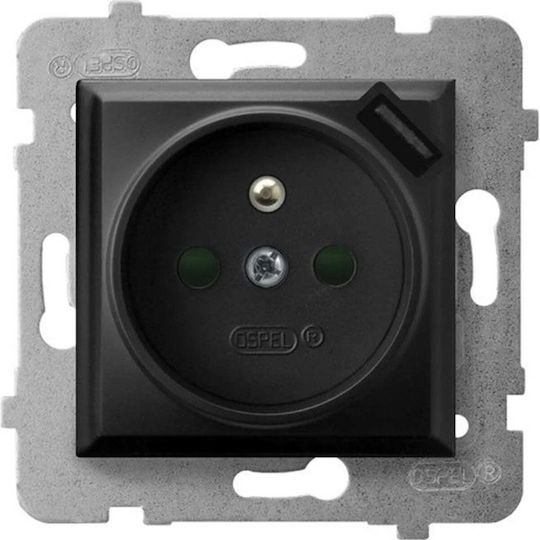 Ospel Aria Single Walled Power Socket Black