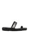 Leder Flache Sandalen für Damen in Schwarz Farbe