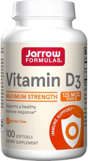 Jarrow Formulas Vitamin D3 Vitamin for Immune System Boost & Bone Health 5000iu 125mcg 100 softgels